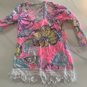 Lilly Pulitzer Pink and Yellow Graphic Tunic
